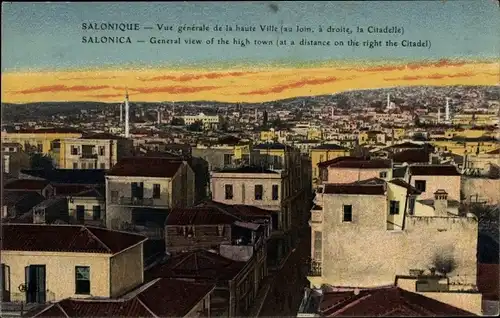 Ak Thessaloniki Griechenland, Vue generale de la haute Ville