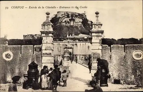 Ak Korfu Griechenland, Entree de la Citadelle, Entrance to the Castle