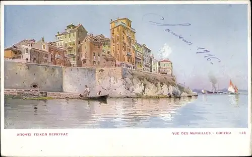 Künstler Ak Korfu Griechenland, Vue des Murailles