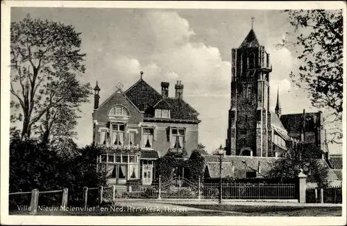 Ak Tholen Zeeland, Villa "Nieuw Molenvliet" en Ned. Herv. Kerk