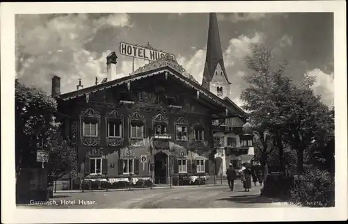 Ak Garmisch Partenkirchen in Oberbayern, Hotel Husar