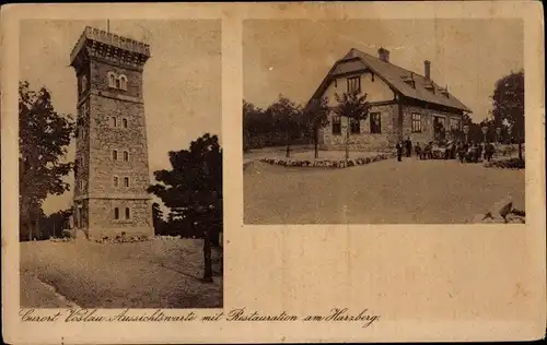 Ak Bad Vöslau Niederösterreich, Aussichtswarte, Restauration am Harzberg