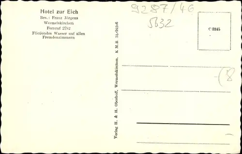 Ak Wermelskirchen im Bergischen Land, Gasthaus Zur Eich, Erweiterungsbau