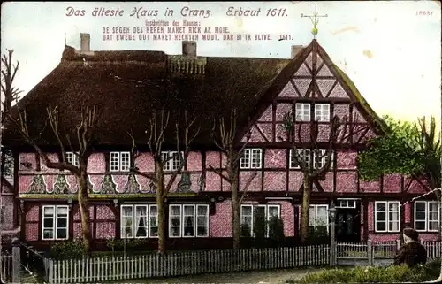 Ak Hamburg Harburg Cranz, Blick auf ältestes Haus in Cranz, zerstört 1911