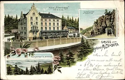 Ak Münstertal Elsaß Haut Rhin, Hotel Altenberg, Schlucht, Nebelmeer