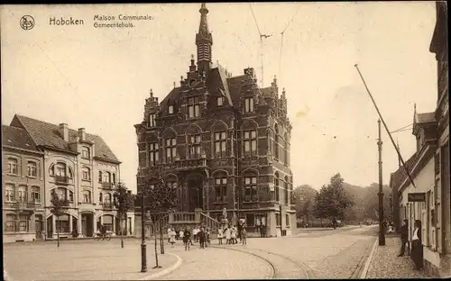 Ak Hoboken Antwerpen Flandern, Maison Communale, Rathaus