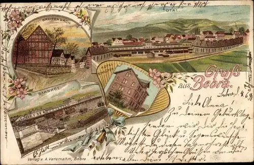 Litho Bebra an der Fulda Hessen, Breitenbach, Bahnhof