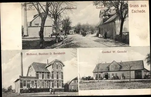 Ak Eschede in der Lüneburger Heide, Bahnhof, Molkerei*, Gasthof**