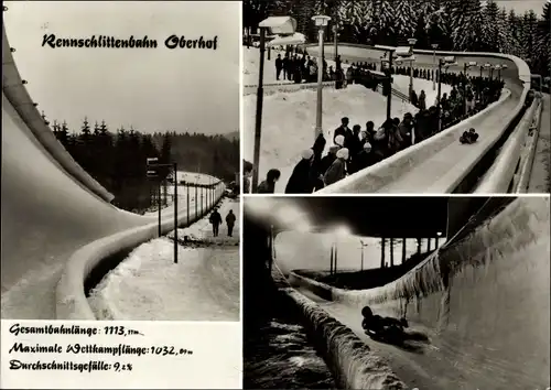 Ak Oberhof im Thüringer Wald, Rennschlittenbahn