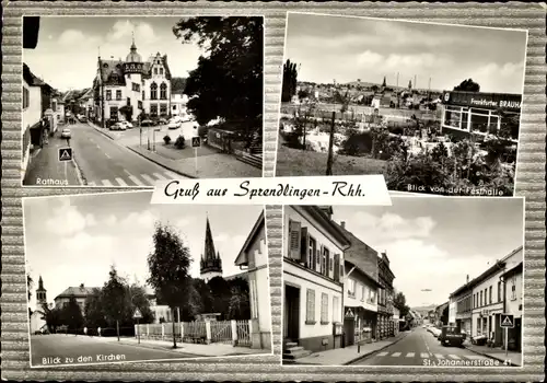 Ak Sprendlingen in Rheinhessen, Kirchen, Rathaus, St. Johannerstraße 41, Festhalle