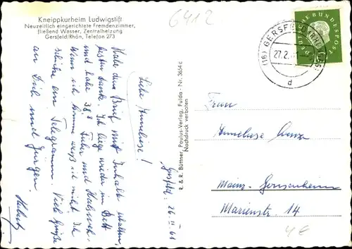 Ak Gersfeld in der Rhön Hessen, Kneippkurheim Ludwigstift