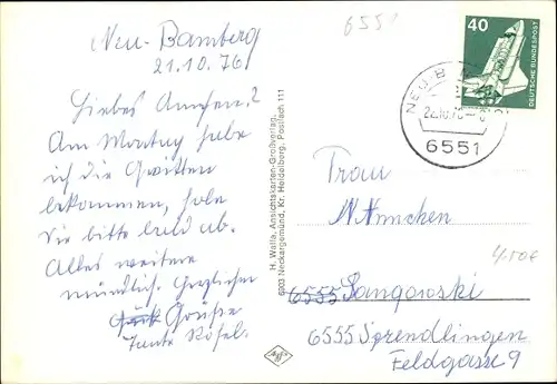 Ak Neu Bamberg in Rheinland Pfalz, Uhrturmpartie, Schule, Neues Viertel, Burgruine