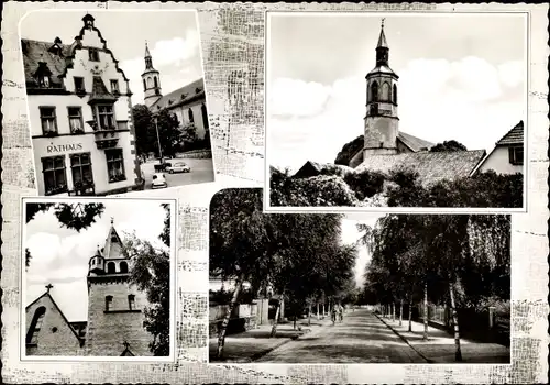 Ak Sprendlingen in Rheinhessen, Kirchturm, Allee, Rathaus