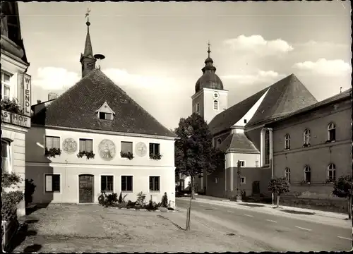 Ak Beratzhausen Oberpfalz, Ortspartie, Kirchturm