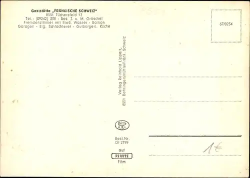 Ak Tüchersfeld Pottenstein Fränkische Schweiz, Gaststätte Fränkische Schweiz