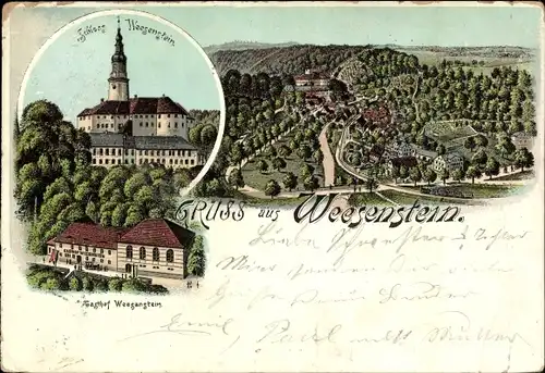 Litho Weesenstein Müglitztal in Sachsen, Schloss Weesenstein, Gasthof