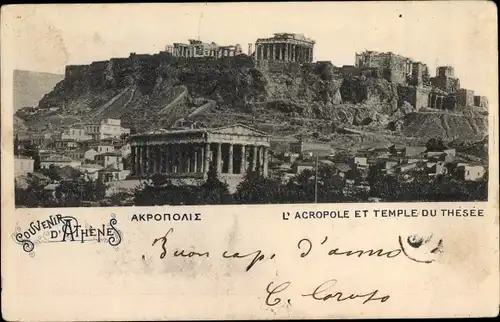 Ak Athen Griechenland, Akropolis, L'Acropole, Temple du Thesee