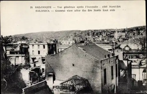 Ak Thessaloniki Griechenland, Vue generale apres l'incendie 1917