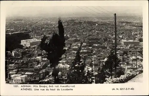 Ak Athen Griechenland, Blick von Lycabette über die Dächer der Stadt