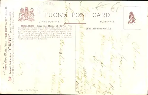 Künstler Ak Jerusalem Israel, View from the Mount of Olives