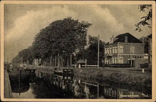 Ak Heerenveen Friesland, Tol., kanal, Uferpartie, Schiff, Anlegerstege
