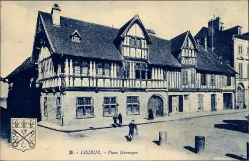 Ak Lisieux Calvados, Place Hennuyer, Wappen