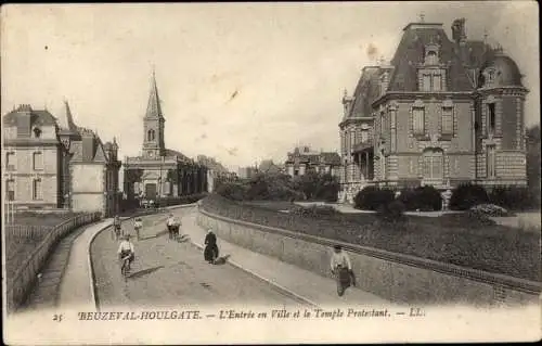 Ak Beuzeval Houlgate Calvados, L'Entree en Ville, Le Temple Protestant