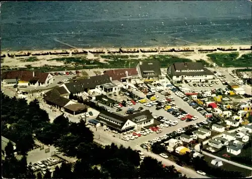 Ak Sahlenburg Cuxhaven in Niedersachsen, Fliegeraufnahme vom Ort, Strand