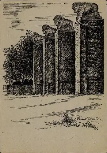 Künstler Ak Toller, Lothar, Darmstadt in Hessen, Löwentor