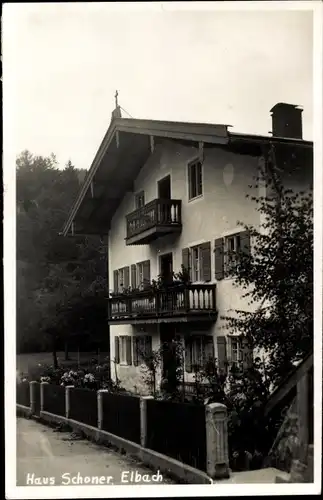 Foto Ak Elbach Fischbachau in Oberbayern, Haus Schoner