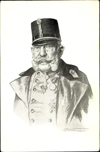 Künstler Ak Kaiser Franz Joseph I. von Österreich, Portrait in Uniform, Orden