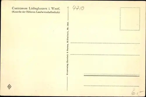 Ak Lüdinghausen Münsterland, Canisianum, Konvikt der Höheren Landwirtschaftsschule