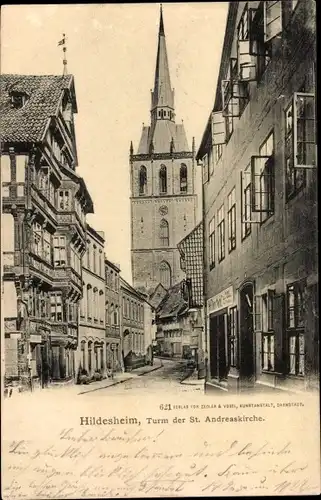 Ak Hildesheim in Niedersachsen, St. Andreaskirche, Turm