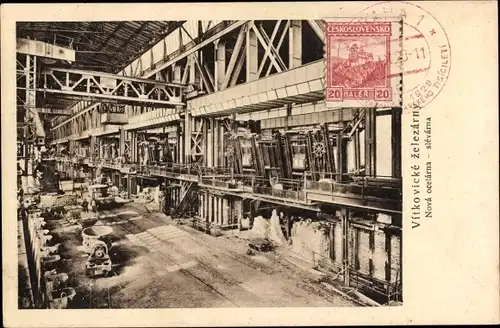 Ak Vítkovice Witkowitz Ostrava Ostrau Region Mährisch Schlesien, Eisenwerk, Fabrikhalle