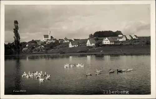 Foto Ak Illerberg Vöhringen Schwaben, Seepartie, Teilansicht Ort