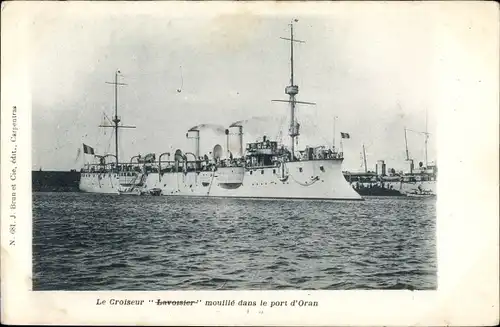 Ak Französisches Kriegsschiff, Le Croiseur Lavoisier dans le port d'Oran