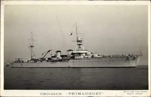 Ak Französisches Kriegsschiff, Croiseur Primauguet