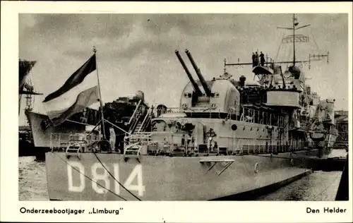 Ak Niederländisches Kriegsschiff, Onderzeebootjager Limburg, D 814