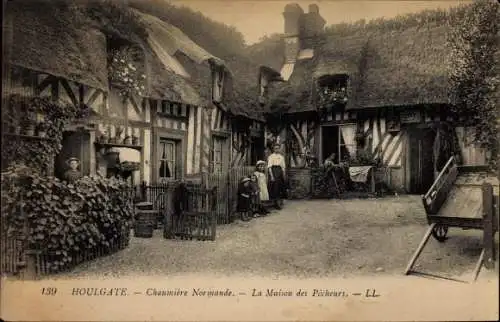 Ak Houlgate Calvados, Chaumiere Normande, La Maison des Pecheurs