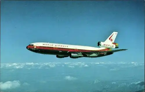 Ak Amerikanisches Passagierflugzeug World Airways, Douglas DC-10-30CF jetliner, Lake Tahoe