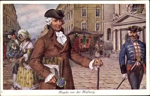 Künstler Ak Komponist Joseph Haydn vor der Wiener Hofburg