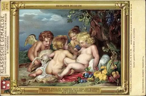 Künstler Ak Rubens, Petrus Paulus, Christkind und der kleine Johannes mit Engeln
