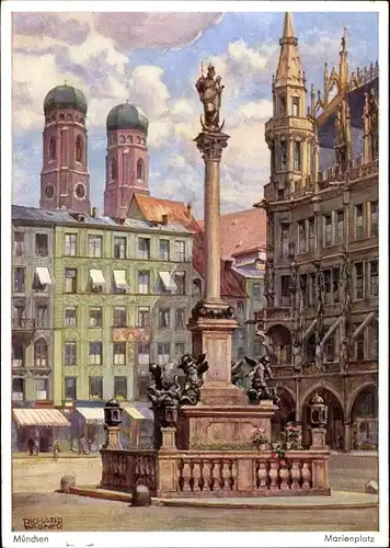Künstler Ak Wagner, Richard, München, Blick auf den Marienplatz