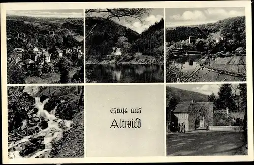 Ak Altwied Neuwied in Rheinland Pfalz, Teilansicht, Tor, Wasserfall