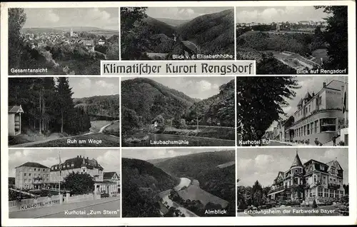 Ak Rengsdorf im Westerwald, Stadtansichten, Laubachsmühle, Kurhotel, Almblick, Panorama