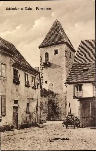 Ak Ochsenfurt in Unterfranken, Pulverturm, Wohnhäuser