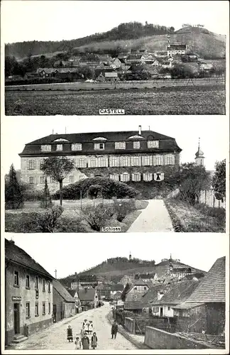 Ak Castell Unterfranken, Teilansicht, Schloss, Straßenpartie