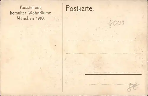 Ak München Bayern, Frühstückszimmer, Ausstellung bemalter Wohnräume, 1910