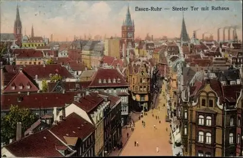 Ak Essen im Ruhrgebiet, Steeler Tor, Rathaus