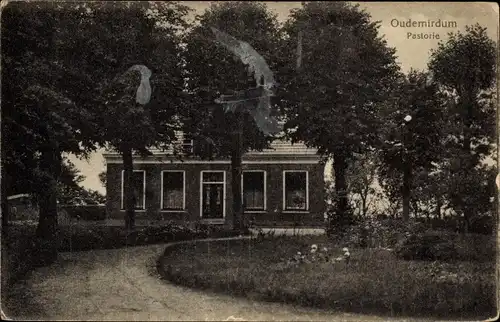 Ak Oudemirdum Friesland, Pastorie, Pfarrhaus, Garten